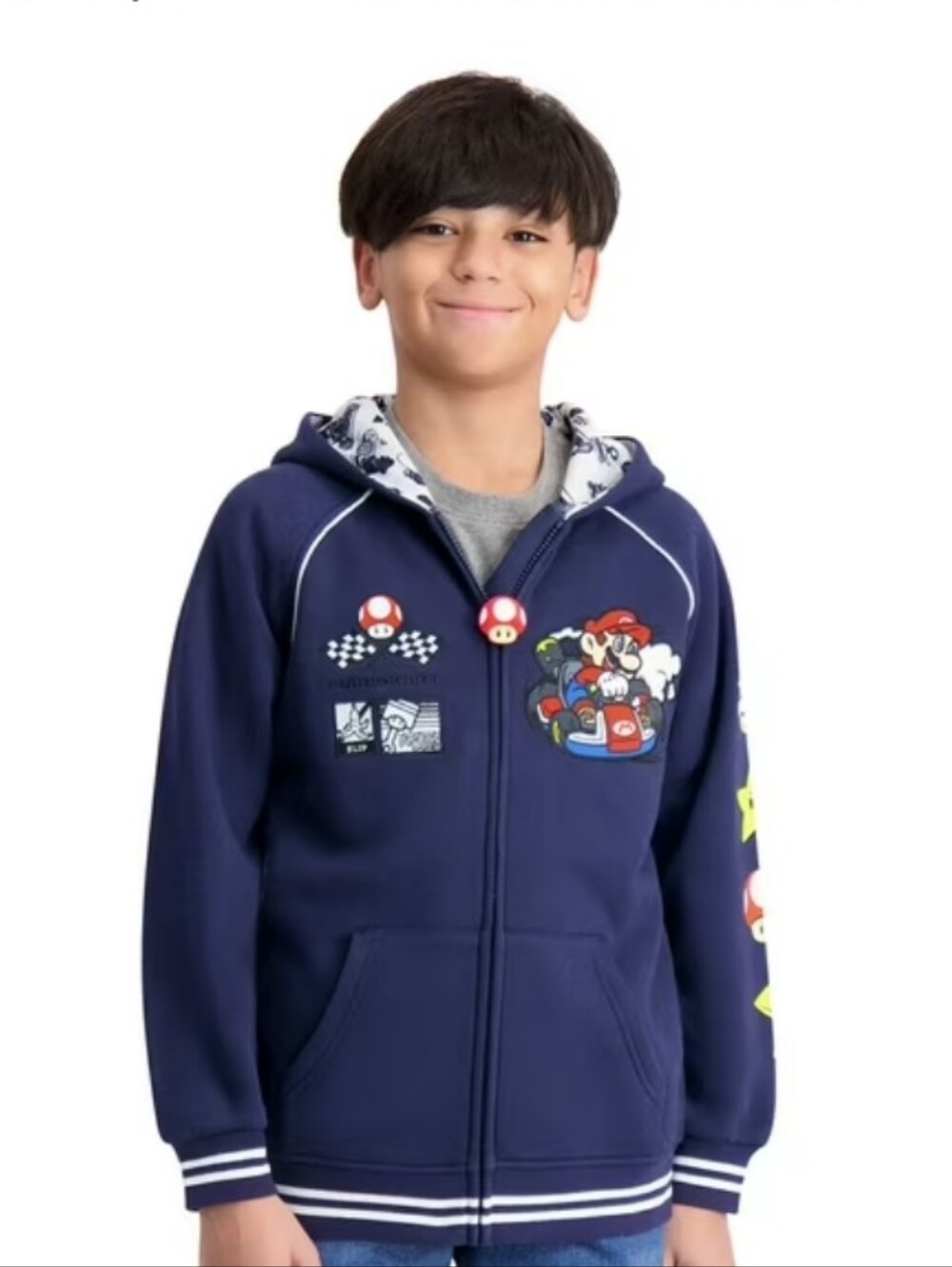 Super Mario Navy Blue Kids Zip-Up Hoodie